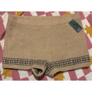 NEW Wild Fable Cozy Up‎ Fuzzy Beige Fair Isle Trim Sweater Shorts, XXL